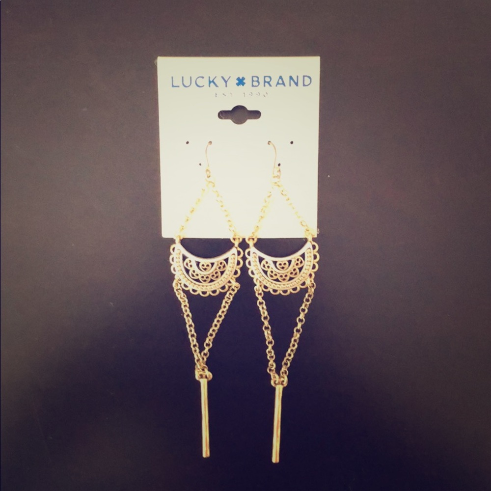 Earrings- Lucky Brand gold dangling earrings - Picture 1 of 1